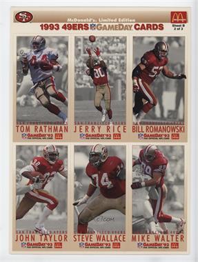 1993 Fleer McDonald's NFL GameDay - Sheets #MCDC-2SF - Bill Romanowski, Jerry Rice, Tom Rathman, Mike Walter, Steve Wallace, John Taylor