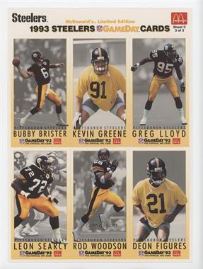 1993 Fleer McDonald's NFL GameDay - Sheets #MCDC-3PIT - Bubby Brister, Kevin Greene, Greg Lloyd, Leon Searcy, Rod Woodson, Deon Figures