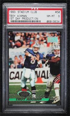 1993 Topps Stadium Club - [Base] - 1st Day Production #50 - Troy Aikman [PSA 8 NM‑MT]