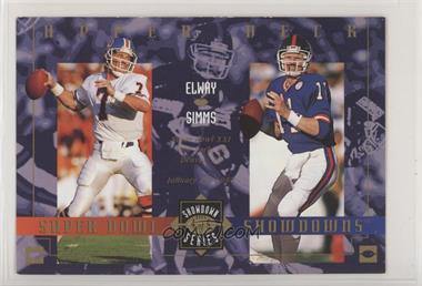 1993 Upper Deck Lite Beer/Tombstone Pizza Super Bowl Showdown Series - [Base] #4 - John Elway, Phil Simms [EX to NM]