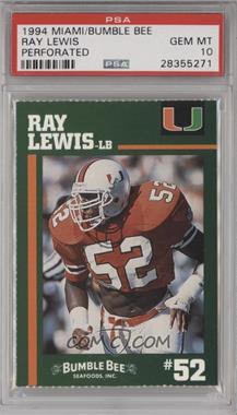 1994 Bumble Bee Miami Hurricanes - [Base] #52 - Ray Lewis [PSA 10 GEM MT]