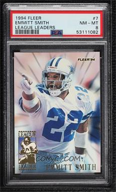 1994 Fleer - League Leaders #7 - Emmitt Smith [PSA 8 NM‑MT]