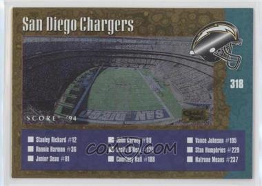 1994 Score - [Base] - Gold Zone #318 - Checklist - Tampa Bay Buccaneers, San Diego Chargers