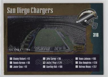 1994 Score - [Base] - Gold Zone #318 - Checklist - Tampa Bay Buccaneers, San Diego Chargers