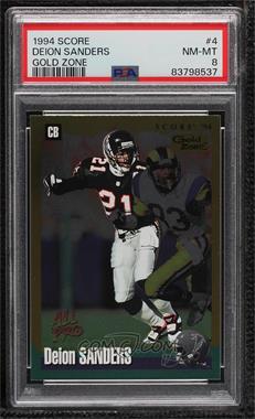 1994 Score - [Base] - Gold Zone #4 - Deion Sanders [PSA 8 NM‑MT]