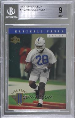 1994 Upper Deck - [Base] #7 - Star Rookie - Marshall Faulk [BGS 9 MINT]