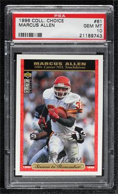 1996 Upper Deck Collector's Choice - [Base] #61 - Season to Remember - Marcus Allen [PSA 10 GEM MT]