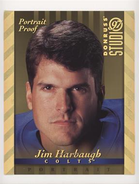 1997 Donruss Studio - [Base] - 8 x 10 Gold Portrait Proof Promos #13 - Jim Harbaugh /1000 [Noted]