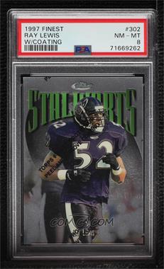 1997 Topps Finest - [Base] #302 - Ray Lewis [PSA 8 NM‑MT]