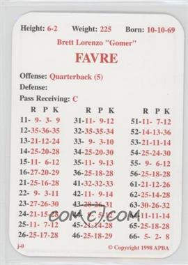 1998 APBA Football 1997 season - [Base] #_BRFA - Brett Favre