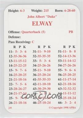 1998 APBA Football 1997 season - [Base] #_JOEL - John Elway