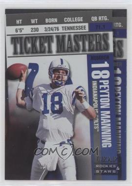 1998 Leaf Rookies & Stars - Ticket Masters #16 - Peyton Manning, Marshall Faulk /2500