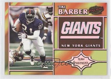 1998 Pacific - Team Checklists #19 - Tiki Barber