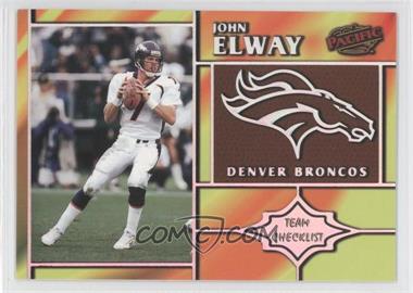 1998 Pacific - Team Checklists #9 - John Elway