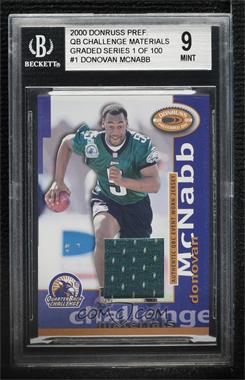 2000 Donruss Preferred QBC - Challenge Materials #CM1 - Donovan McNabb /500 [BGS 9 MINT]