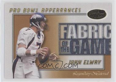 2000 Leaf Certified - Fabric of the Game #FG-2 - John Elway /100