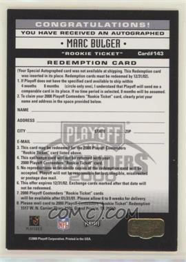 2000 Playoff Contenders - [Base] - Expired Rookie Ticket Redemptions #143 - Rookie Ticket - Marc Bulger