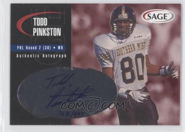 2000 SAGE - Autographs - Red #A33 - Todd Pinkston /999