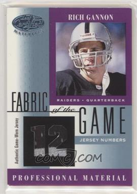 2001 Leaf Certified Materials - Fabric of the Game - Jersey Numbers #FG-135 - Rich Gannon /12