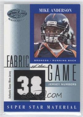 2001 Leaf Certified Materials - Fabric of the Game - Jersey Numbers #FG-62 - Mike Anderson /38