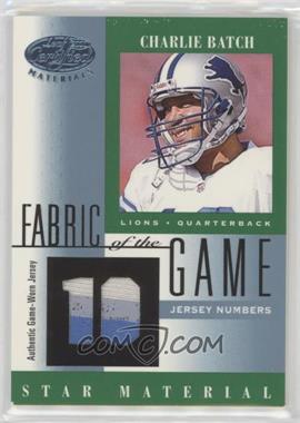 2001 Leaf Certified Materials - Fabric of the Game - Jersey Numbers #FG-76 - Charlie Batch /10