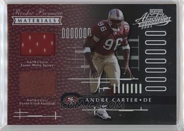 2001 Playoff Absolute Memorabilia - [Base] #175 - Rookie Premiere Materials - Andre Carter /850