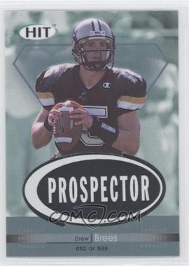 2001 SAGE Hit - Prospector - Emerald #P2 - Drew Brees /999