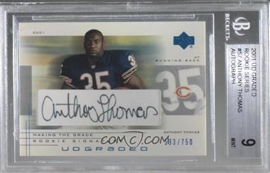 2001 UD Graded - [Base] - Signatures #57 - Making the Grade Rookie - Anthony Thomas /750 [BGS 9 MINT]