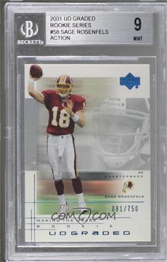 2001 UD Graded - [Base] #58.1 - Making the Grade Rookie - Sage Rosenfels (Action) /750 [BGS 9 MINT]