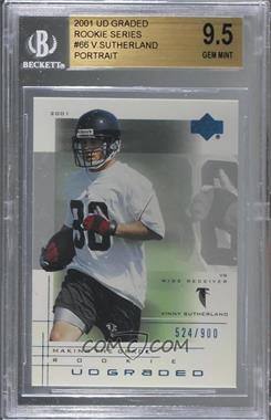 2001 UD Graded - [Base] #66.2 - Making the Grade Rookie - Vinny Sutherland (Portrait) /900 [BGS 9.5 GEM MINT]