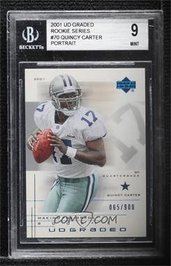 2001 UD Graded - [Base] #70.2 - Making the Grade Rookie - Quincy Carter (Portrait) /900 [BGS 9 MINT]
