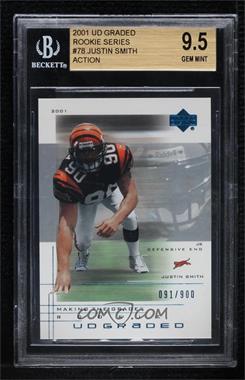 2001 UD Graded - [Base] #78.1 - Making the Grade Rookie - Justin Smith (Action) /900 [BGS 9.5 GEM MINT]