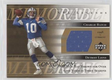 2001 Upper Deck NFL Legends - Memorable Materials #MM-CB - Charlie Batch