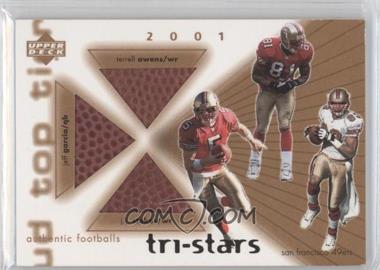 2001 Upper Deck UD Top Tier - Tri-Stars Footballs #3S-SF - Terrell Owens, Jeff Garcia, J.J. Stokes