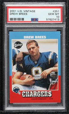 2001 Upper Deck Vintage - [Base] #251 - Drew Brees [PSA 10 GEM MT]