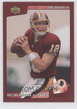 2001 Upper Deck Washington Redskins - [Base] #10 - Sage Rosenfels