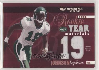 2002 Donruss - Rookie Year Materials - Jersey Number #RY-8 - Keyshawn Johnson /19 [Noted]