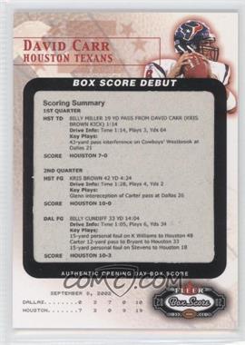 2002 Fleer Box Score - Debuts #15 BSD - David Carr /2002