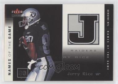2002 Fleer Genuine - Names of the Games #19 NG - Jerry Rice