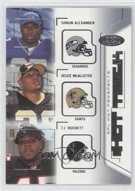 2002 Fleer Hot Prospects - Hat Trick #6 HT - Shaun Alexander, T.J. Duckett, Deuce McAllister