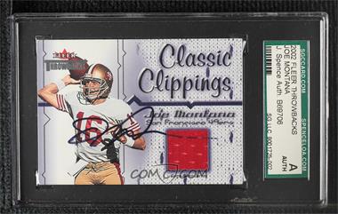 2002 Fleer Throwbacks - Classic Clippings #_JOMO - Joe Montana [SGC Authentic Authentic]