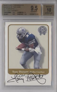 2002 Fleer Throwbacks - Greats of the Game Autographs #_TODO - Tony Dorsett [BGS 9.5 GEM MINT]