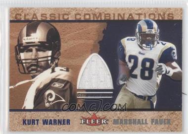 2002 Fleer Tradition - Classic Combinations - Memorabilia #_KWMF.1 - Kurt Warner, Marshall Faulk (K. W. Jersey)