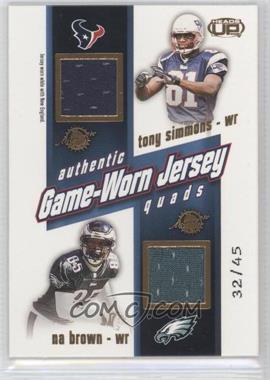 2002 Pacific Heads Up - Game Worn Jersey Quads - Gold #47 - Tony Simmons, Na Brown, Charles Johnson, Bobby Shaw /45