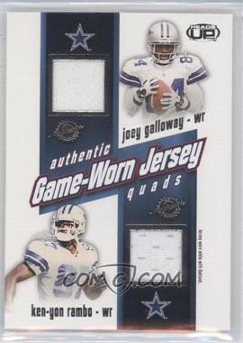 2002 Pacific Heads Up - Game Worn Jersey Quads #10 - Joey Galloway, Ken-Yon Rambo, Raghib Ismail, Emmitt Smith