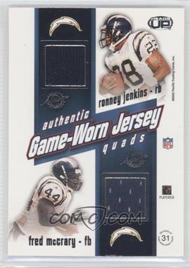 2002 Pacific Heads Up - Game Worn Jersey Quads #31 - Trevor Gaylor, Terrell Fletcher, Ronney Jenkins, Fred McCrary