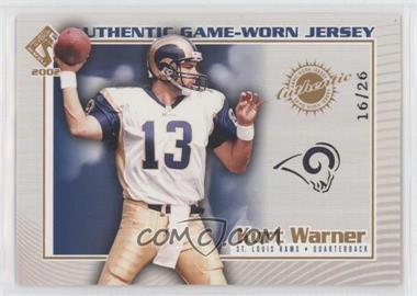 2002 Pacific Private Stock Reserve - Authentic Game-Worn Jersey - Team Logo #102 - Kurt Warner /26