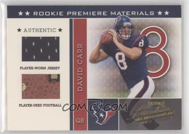 2002 Playoff Absolute Memorabilia - [Base] #204 - Rookie Premiere Materials - David Carr /825