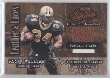 2002 Playoff Absolute Memorabilia - Leather and Laces - Football & Lace #LL-45 - Ricky Williams /50