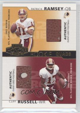 2002 Playoff Honors - Rookie Quads - Gold #RQ-17 - Patrick Ramsey, Cliff Russell, Antonio Bryant, Roy Williams /25